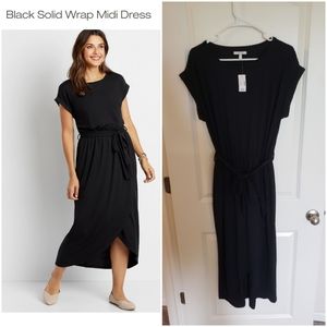 Black Wrap Midi Dress